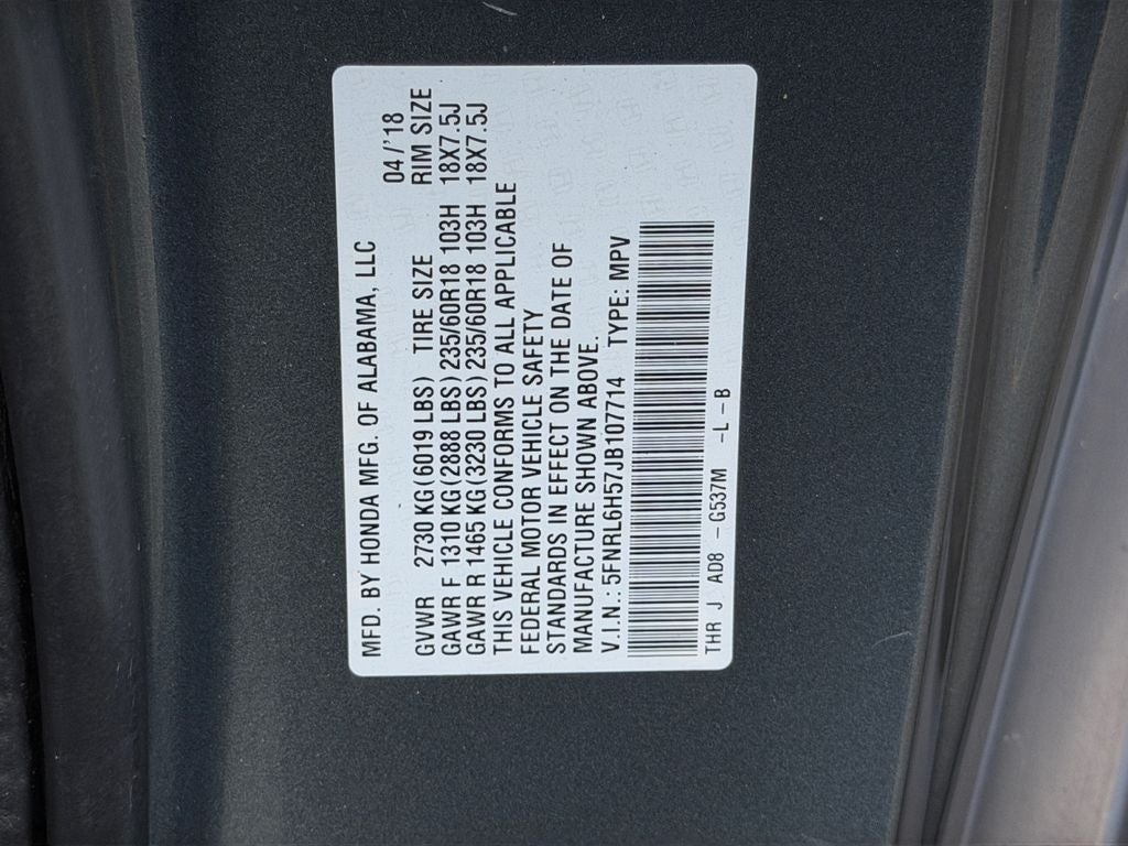 2018 Honda Odyssey EX