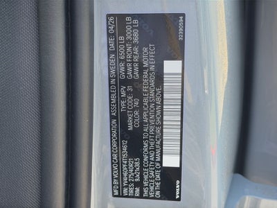 2026 Volvo XC90 Plug-In Hybrid T8 Ultra 7 Passenger