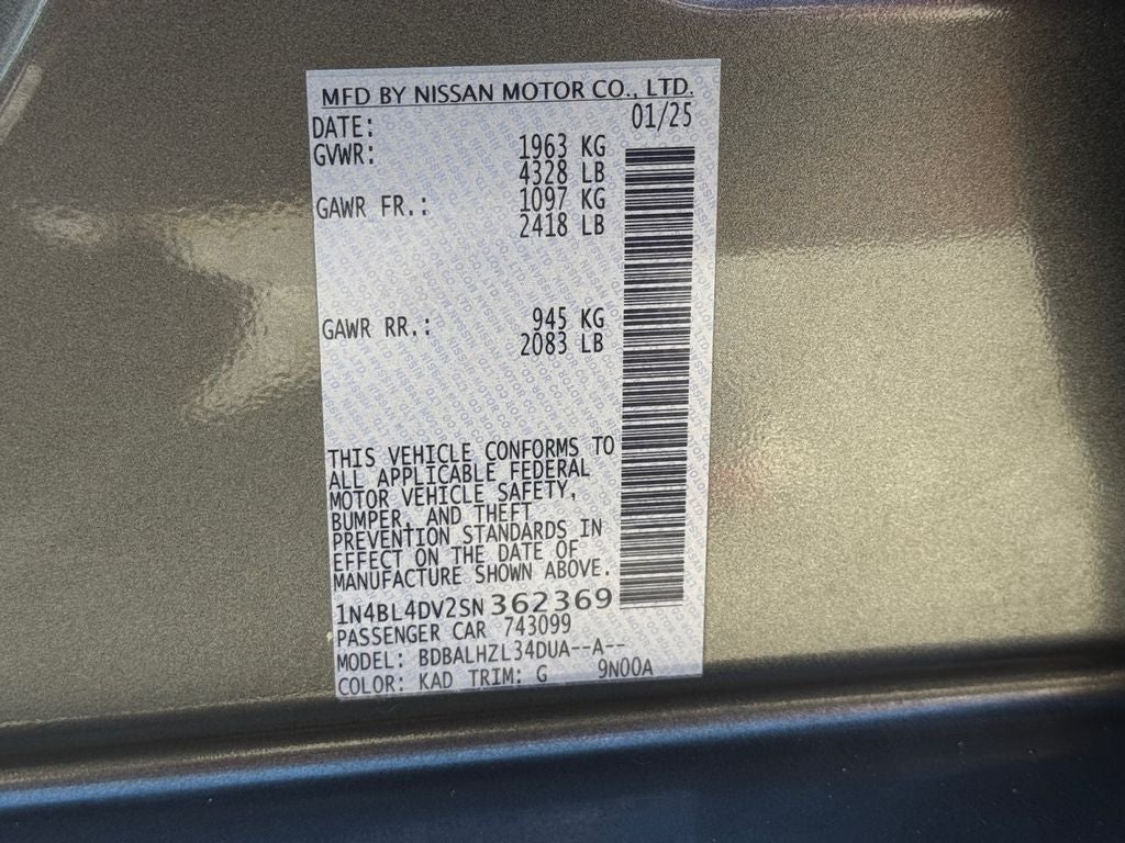 2025 Nissan Altima 2.5 SV