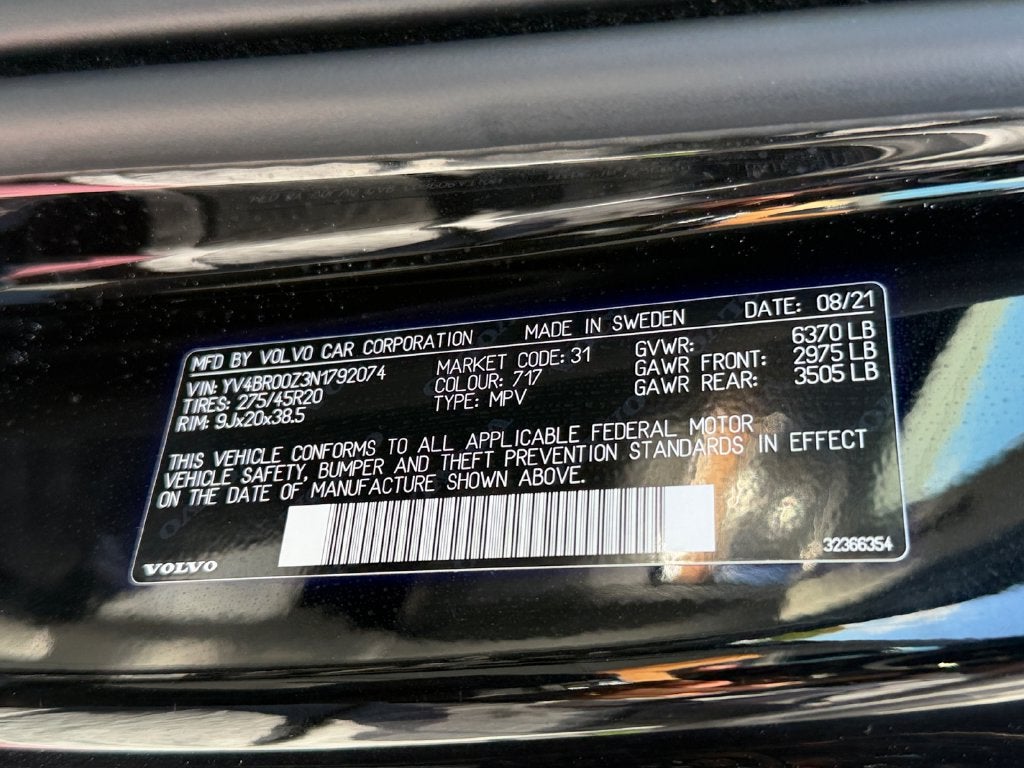 2022 Volvo XC90 Recharge Plug-In Hybrid T8 Inscription Expression 6 Passenger