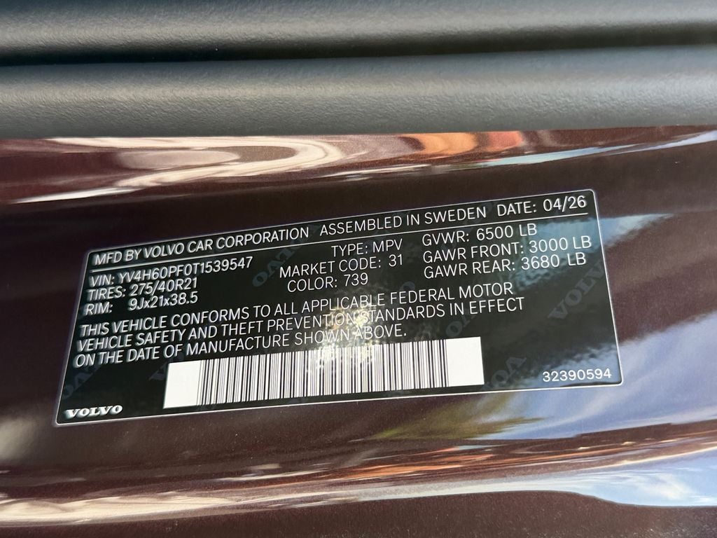 2026 Volvo XC90 Plug-In Hybrid T8 Ultra 7 Passenger