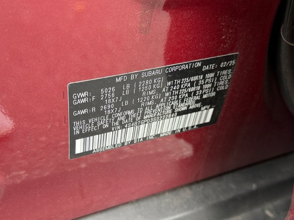 2025 Subaru Outback Touring XT
