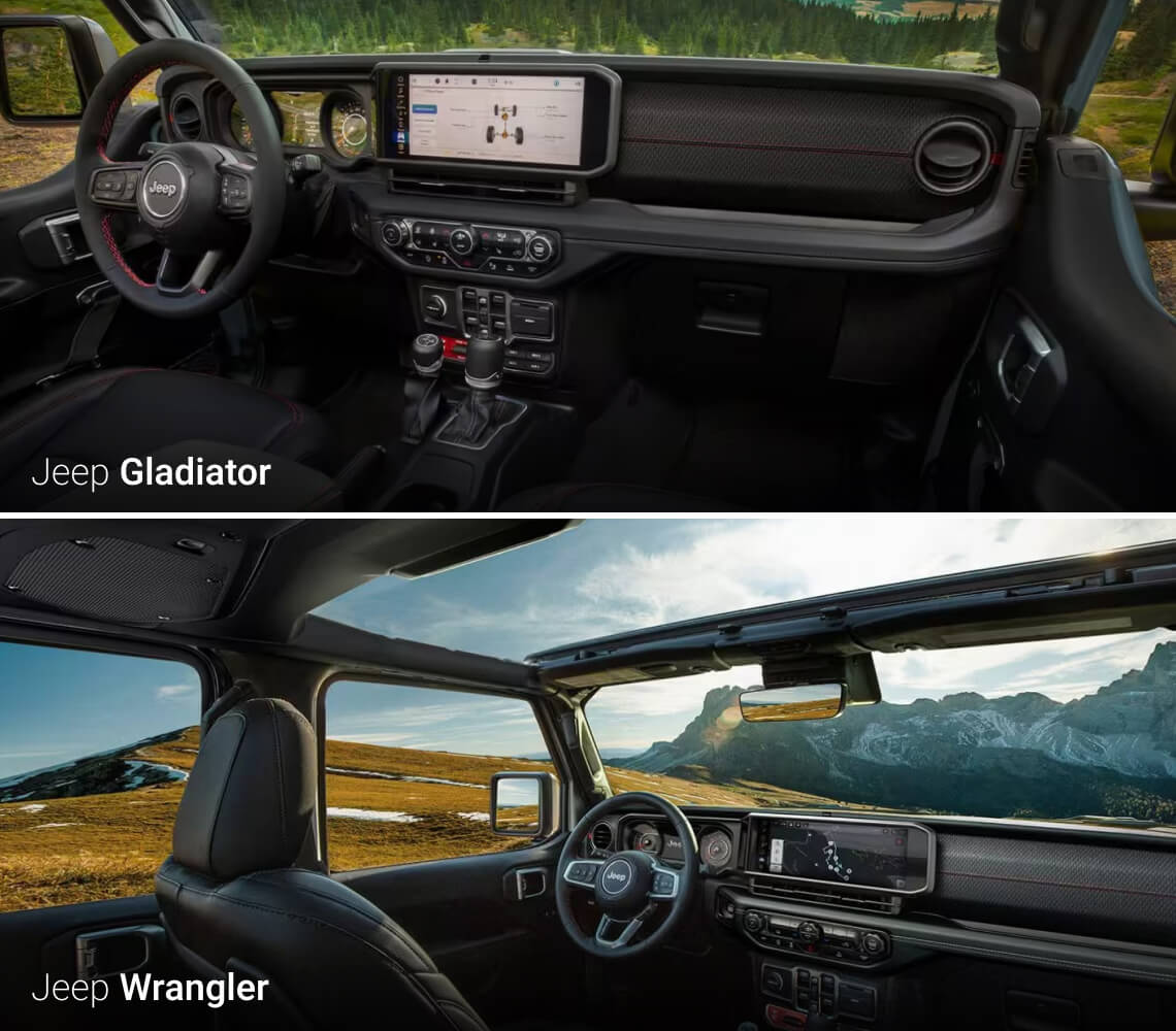 2025 Gladiator vs. Wrangler Passenger Room & Cargo Space