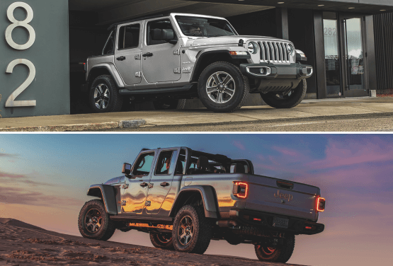 2023 Jeep Gladiator vs. Jeep Wrangler Exterior Dimensions